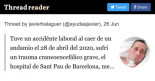 Tuve un accidente laboral al caer de un andamio el 28 de abril del 2020, sufrí un trauma craneoencefálico grave...