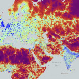 El tiempo que se tarda en llegar a una ciudad desde cualquier lugar del mundo, ilustrado en un mapa