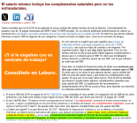 Laboro: CC.OO y UGT no incluyen los complementos de convenio en el SMI con el Gobierno