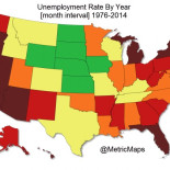 Tasa de desemplo en los EE.UU. (por estado) desde 1976 hasta 2014