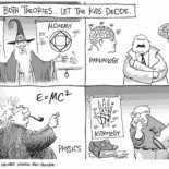 Enseña ambas teorías, y deja que los niños decidan