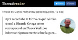 Ayer recordaba la forma en que Antena 3 cesó a Ricardo Ortega como corresponsal en Nueva York por informar rigurosamente sobre la guerra de Irak. Fue en 2003