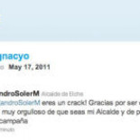 El alcalde de Elche, Alejandro Soler, se jalea a sí mismo en Twitter